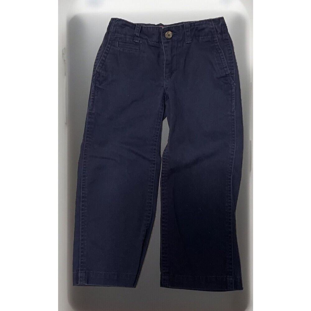 Chaps Brand Size 3T Navy Blue Belted Dress Pants Button Closure Side Pockets